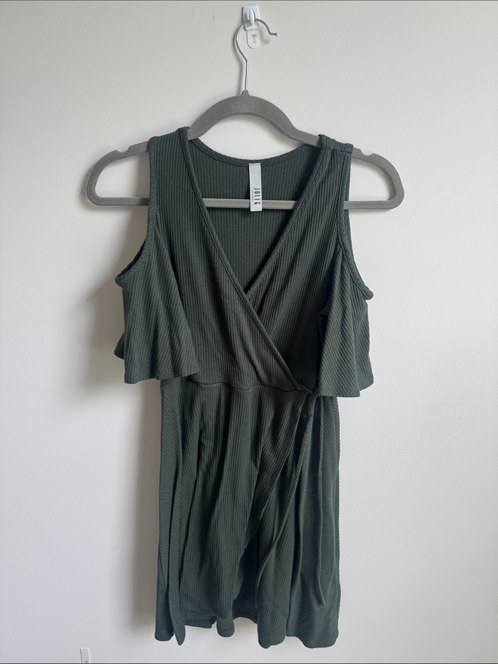Jolie Olive Green Ribbed Mini Dress